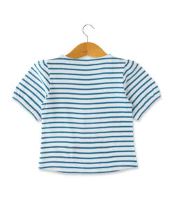 Marinière Fille à Manches Ballon et Motif Cœur - T-shirt Marin Bleu -Terredemarins prod 10022 mariniere mc fond blanc casse raye bleu moy madely 666x812 fc7ea0111e0b