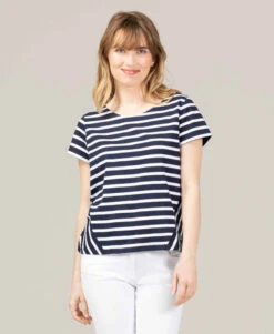 Terre de Marins Marinière MAIENCE - Femme Col V Manches Courtes