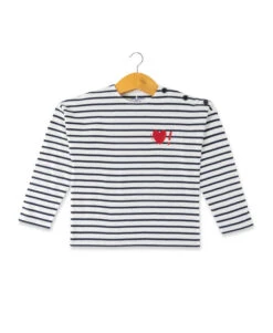 TIFASI Marinière Fille à Manches Longues avec Imprimé Coeur