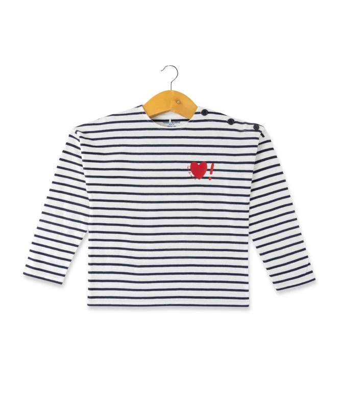 TIFASI Marinière Fille à Manches Longues avec Imprimé Coeur 3 TIFASI Marinière Fille à Manches Longues avec Imprimé Coeur