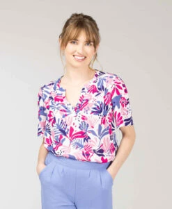 Blouse Imprimée Florale pour Femme - Coupe Fluide et Élégante en Viscose