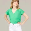 Blouse Verte en Gaze de Coton - Coupe Moderne et Légère pour Femme -Terredemarins prod 10075 blouse mc vert cali 666x812 fc7ea0111e0b