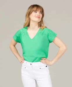 Blouse Verte en Gaze de Coton - Coupe Moderne et Légère pour Femme