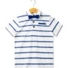 Polo Rayé Garçon avec Noeud Papillon - Style Chic & Cérémonie -Terredemarins prod 10131 polo mc fond naturel raye bleu oliver 666x812 fc7ea0111e0b