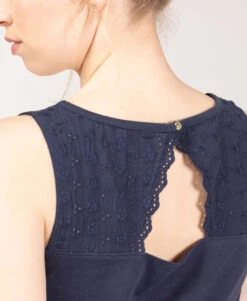 Débardeur Femme Bleu Marine avec Détails Ajourés et Broderie Anglaise 8 Débardeur Femme Bleu Marine avec Détails Ajourés et Broderie Anglaise -Terredemarins prod 10138 debardeur indigo diam 666x812 fc7ea0111e0b