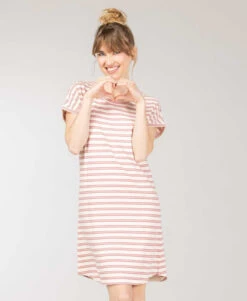 YSOMNIA Chemise de Nuit Femme à Rayures Roses - Élégance et Douceur