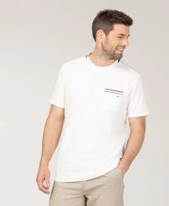 T-shirt Blanc Premium à Poche Poitrine pour Homme