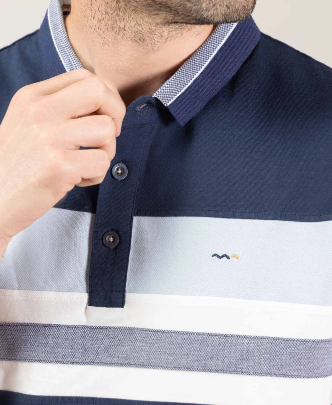 OUPAPA Polo Rayé Bleu Marine pour Homme - Style Moderne 5 OUPAPA Polo Rayé Bleu Marine pour Homme - Style Moderne – Image 3