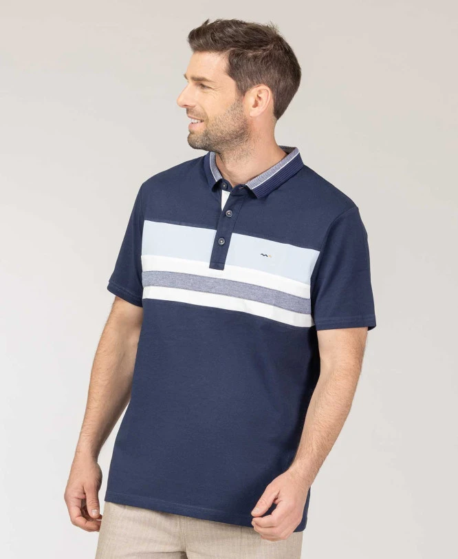OUPAPA Polo Rayé Bleu Marine pour Homme - Style Moderne 3 OUPAPA Polo Rayé Bleu Marine pour Homme - Style Moderne