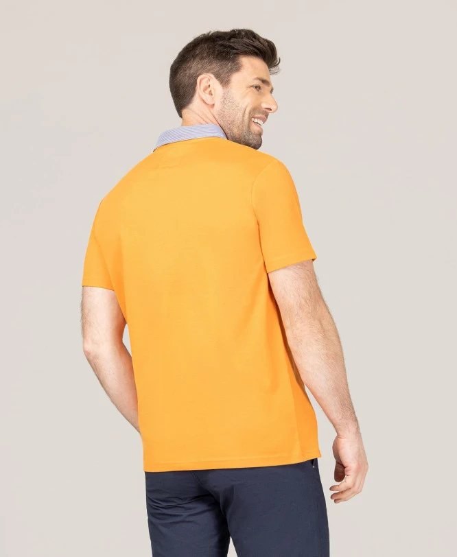 Polo OSAMA Orange Clair à Col Rayé pour Homme 4 Polo OSAMA Orange Clair à Col Rayé pour Homme – Image 2