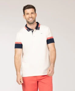Polo ORPHENI Grège à Manches Courtes - Détails Fantaisie Homme