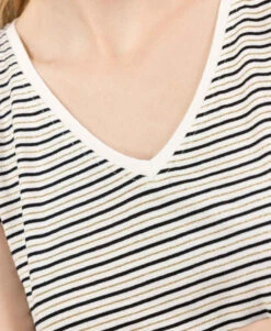 Débardeur Femme Rayé Chic et Fluide avec Fils Métallisés -Terredemarins prod 10317 debardeur fond naturel raye noir darsie 666x812 fc7ea0111e0b