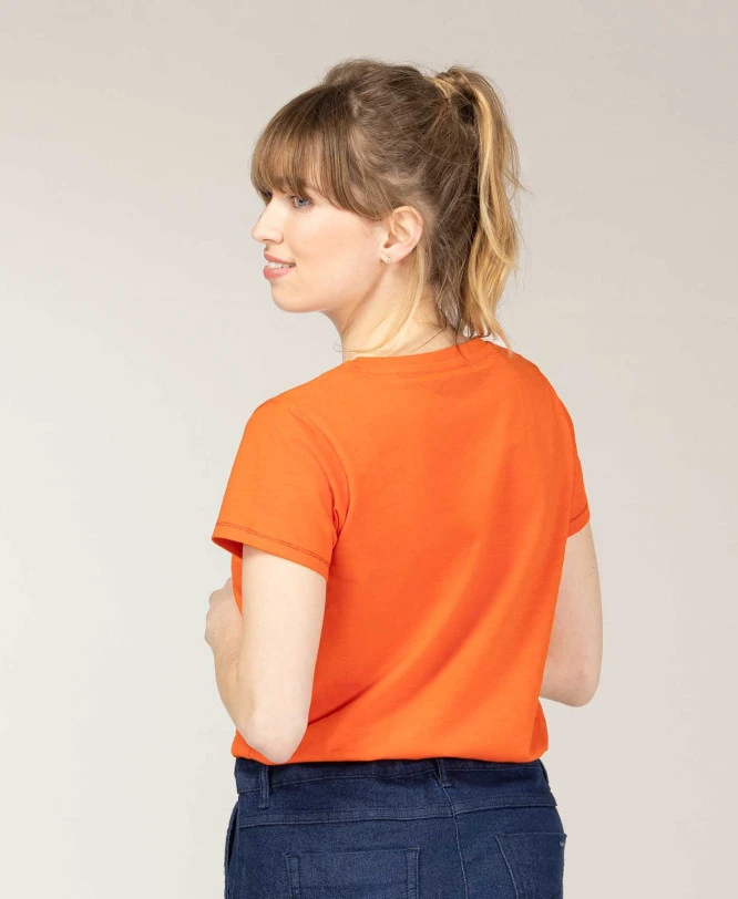 T-shirt Col V Orange Femme - Coupe Confortable Tarina 4 T-shirt Col V Orange Femme - Coupe Confortable Tarina – Image 2