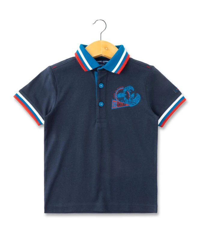 Terre de Marins Polo Garçon Bleu Marine à Détails Multicolores 3 Terre de Marins Polo Garçon Bleu Marine à Détails Multicolores