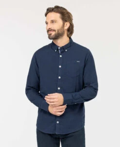 Chemise Oxford Homme Coupe Droite Indigo avec Détails Raffinés
