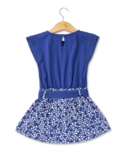 Ensemble Robe Bleu et Bandeau pour Fille - Look 2-en-1 Élégant -Terredemarins prod 10434 robe accessoire fond bleu imprime blanc reine 666x812 fc7ea0111e0b