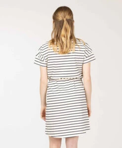 Robe RANKO en Jersey Rayé avec Ceinture pour Femme 7 Robe RANKO en Jersey Rayé avec Ceinture pour Femme -Terredemarins prod 10442 robe mc fond grege raye indigo ranko 666x812 fc7ea0111e0b