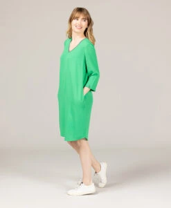Robe Verte en Crêpe Fluide pour Femme - Élégance Sophistiquée