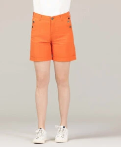 Short en Toile Orange pour Femme avec Taille Réglable