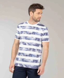 T-shirt Homme Rayures Multicolores à Détails Floraux Exclusifs