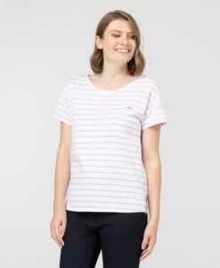 Marinière Manches Courtes à Rayures Violettes pour Femme - Style Chic