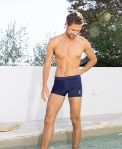 Boxer de Bain Homme Bleu Marine - Maillot de Bain Ajustable et Confortable