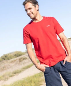 T-shirt Altoa Manches Courtes Rouge Rubis - Détails Marins Authentiques