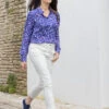 Pantalon Blanc 7/8ème Femme en Denim Stretch - Taille Réglable -Terredemarins prod 10576 7 8eme blanc optique ciona 666x812 fc7ea0111e0b