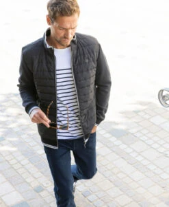 Veste Matelassée Noire pour Homme - Style Bi-Matière et Confort Chic -Terredemarins prod 10579 veste ml noir jipro 666x812 fc7ea0111e0b