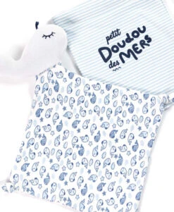 Doudou Baleine Bleu Marine avec Sac de Transport Assorti