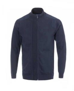 Gilet Zippé Marine Homme - Cardigan en Maille Robuste et Confortable