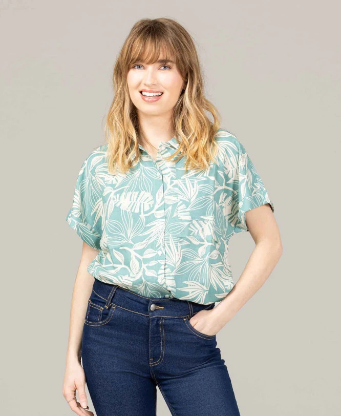 Chemisier Femme Manches Courtes Imprimé Floral Vert - Élégance Été 6 Chemisier Femme Manches Courtes Imprimé Floral Vert - Élégance Été – Image 4