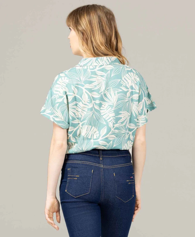 Chemisier Femme Manches Courtes Imprimé Floral Vert - Élégance Été 7 Chemisier Femme Manches Courtes Imprimé Floral Vert - Élégance Été – Image 5