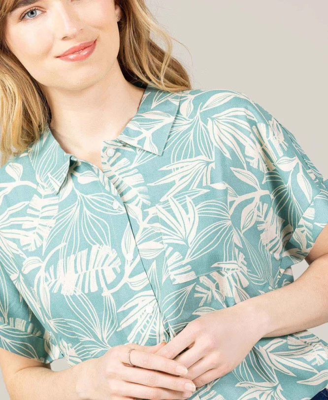 Chemisier Femme Manches Courtes Imprimé Floral Vert - Élégance Été 8 Chemisier Femme Manches Courtes Imprimé Floral Vert - Élégance Été – Image 6