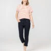 Pantacourt Femme en Jean Bleu Stretch à Taille Ajustable