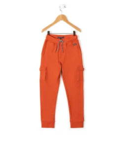Pantalon Cargo Garçon Orange Rouille - Confort Molletonné