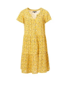 Robe Courte Jaune Fleurie pour Femme - Style Fluide et Bohème
