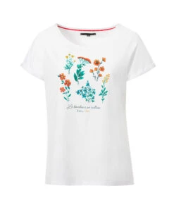 T-shirt Blanc Imprimé Floral pour Femme - 100% Coton Doux