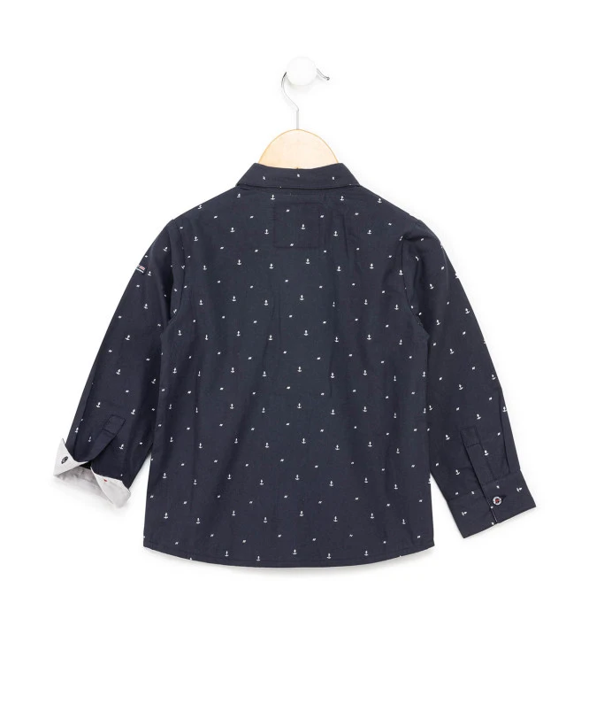 VOPASI Chemise Bleu Marine avec Nœud Papillon et Imprimé Ancre 4 VOPASI Chemise Bleu Marine avec Nœud Papillon et Imprimé Ancre – Image 2