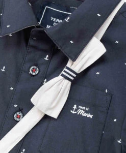 VOPASI Chemise Bleu Marine avec Nœud Papillon et Imprimé Ancre 7 VOPASI Chemise Bleu Marine avec Nœud Papillon et Imprimé Ancre -Terredemarins prod 1933 chemise chemisier ml imprime bleu vopasi 666x812 fc7ea0111e0b