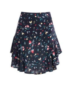 Jupe Courte Fleurie à Volants pour Femme - Imprimé Floral Marine