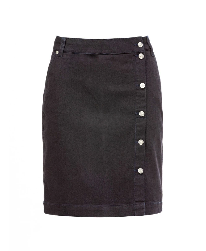 Jupe Courte en Jean Bleu Marine Stretch et Ajustable 3 Jupe Courte en Jean Bleu Marine Stretch et Ajustable