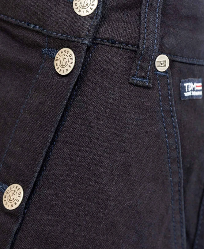 Jupe Courte en Jean Bleu Marine Stretch et Ajustable 5 Jupe Courte en Jean Bleu Marine Stretch et Ajustable – Image 3