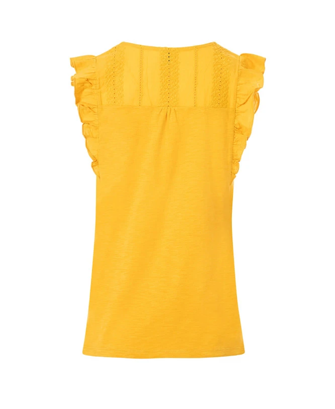 T-shirt Jaune en Coton Arum avec Broderie Anglaise et Volants 4 T-shirt Jaune en Coton Arum avec Broderie Anglaise et Volants – Image 2