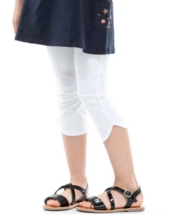 Legging Court Blanc pour Fille en Coton Stretch - Confort et Qualité