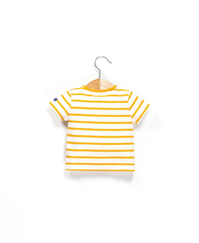 Marinière Bébé à Rayures Jaunes en Coton Recyclé 4 Marinière Bébé à Rayures Jaunes en Coton Recyclé – Image 2