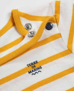 Marinière Bébé à Rayures Jaunes en Coton Recyclé 7 Marinière Bébé à Rayures Jaunes en Coton Recyclé -Terredemarins prod 3934 mariniere mc fond naturel raye jaune pestelan 666x812 fc7ea0111e0b