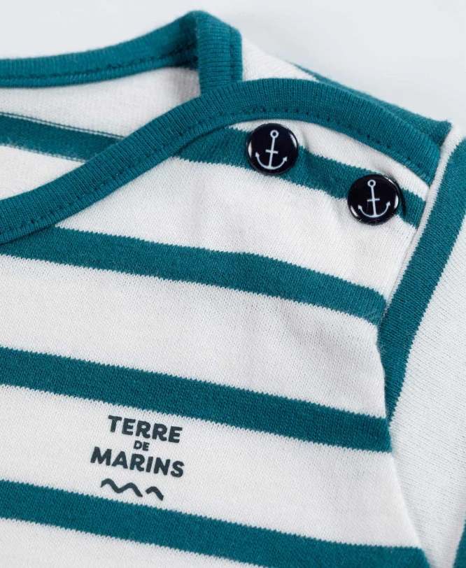 Marinière Bébé à Manches Courtes en Coton Recyclé - Style Nautique 4 Marinière Bébé à Manches Courtes en Coton Recyclé - Style Nautique – Image 3