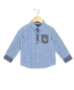 Chemise BIKOMO Bleu Ciel à Carreaux Vichy pour Garçon