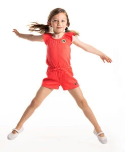 Combinaison Short Fille Corail à Effet Gaufré - Style et Confort